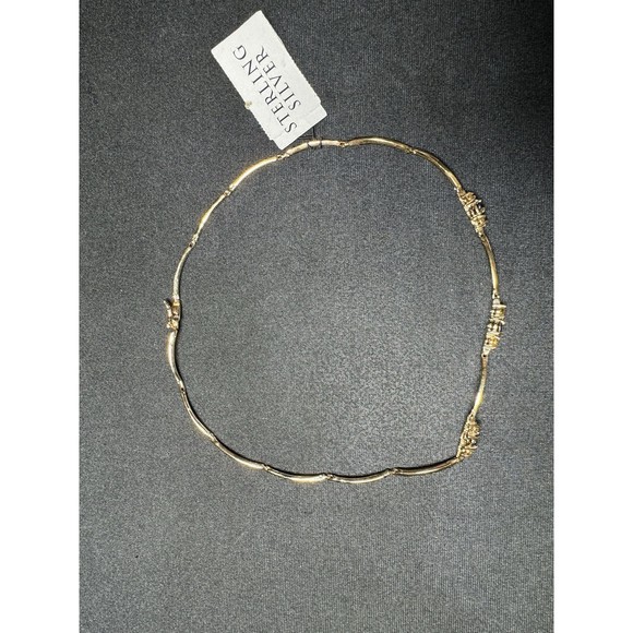 Classic Golden Citrine Red Garnet Scaloped Gold Over Sterling Silver Necklace - Picture 4 of 8